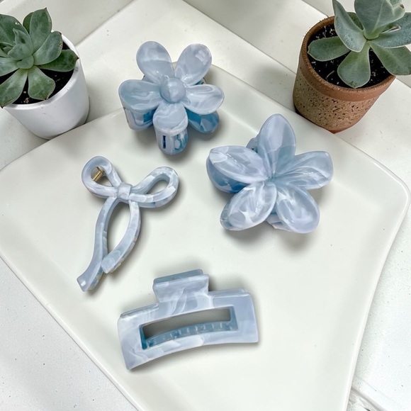 Other - 4pcs Hair Clip Set - Glossy Blue